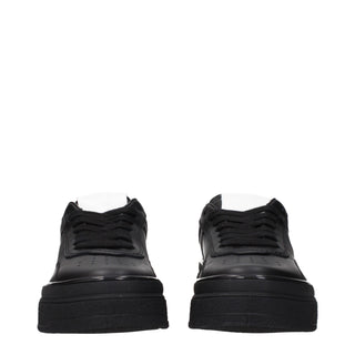 Black Leather Platform Sneakers