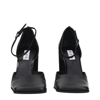 Black Leather High Heel Pumps