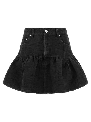 Black Cotton Long Skirt