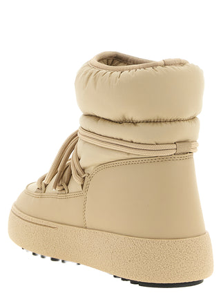 Beige Polyamide Flat Boots
