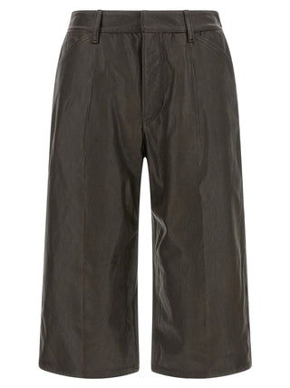 Brown Calfskin Bermuda Shorts