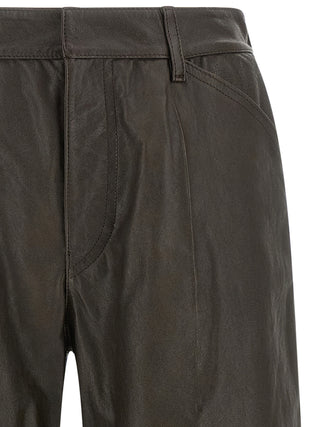 Brown Calfskin Bermuda Shorts