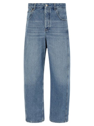 Blue Cotton High-Waisted Jean