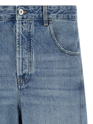 Blue Cotton High-Waisted Jean