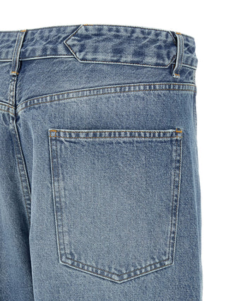 Blue Cotton High-Waisted Jean