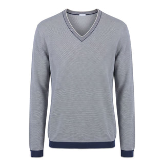 Blue Cotton Men Sweater