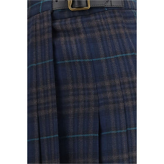 Blue Polyester Long Skirt