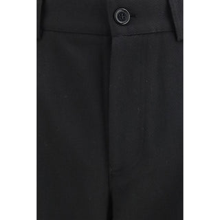 Black Polyester Casual Pants