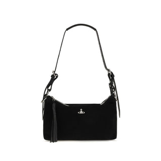 Black Suede Leather Shoulder Bag