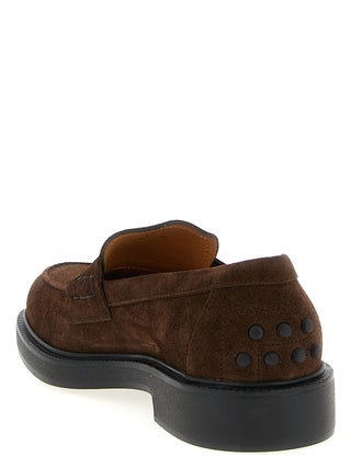 Brown Calfskin Slip-On Loafers