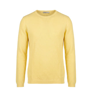 Yellow Cotton Men Sweater