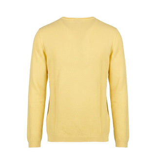 Yellow Cotton Men Sweater