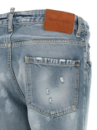 Blue Cotton Tapered Jeans