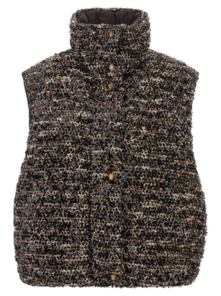 Brown Polyester Sleeveless Jacket
