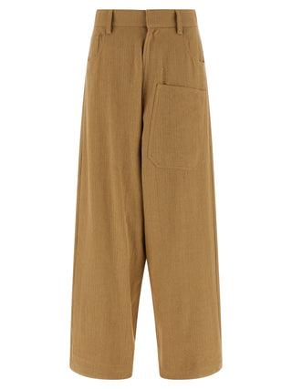 Beige Cotton Casual Pants