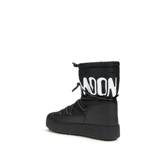 Black Polyamide Lace-Up Boots