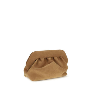Beige Suede Leather Clutch Bag