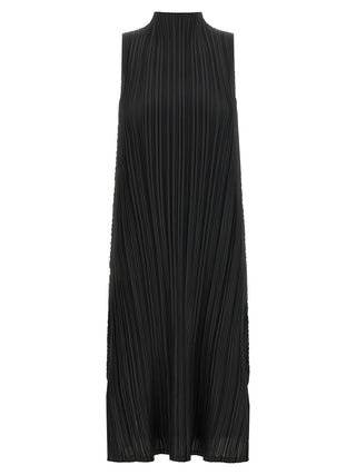 Black Polyester Midi Dress