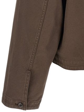 Brown Cotton Full-Length Jacket