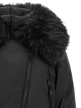 Black Polyester Full-Length Jacket
