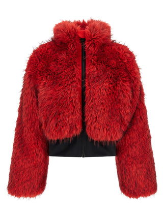 Red Polyester Full-Length Jacket