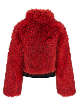 Red Polyester Full-Length Jacket