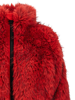 Red Polyester Full-Length Jacket