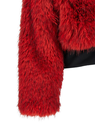 Red Polyester Full-Length Jacket