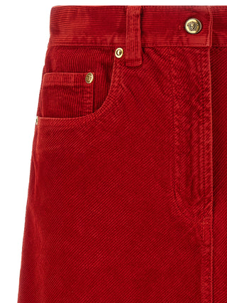 Red Cotton Long Skirt