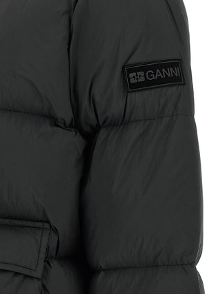 Black Polyamide Full-Length Jacket