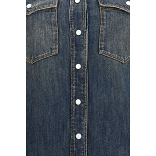 Blue Cotton Casual Dress