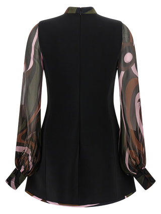 Black Viscose Short Dress