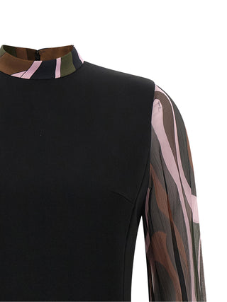 Black Viscose Short Dress