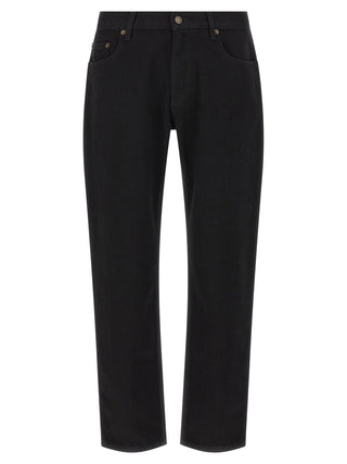 Black Cotton Straight-Leg Jeans