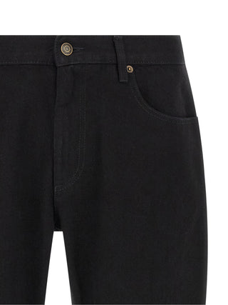 Black Cotton Straight-Leg Jeans