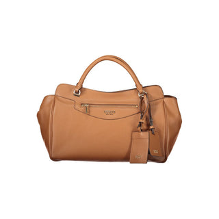 Brown Polyurethane Women Bag