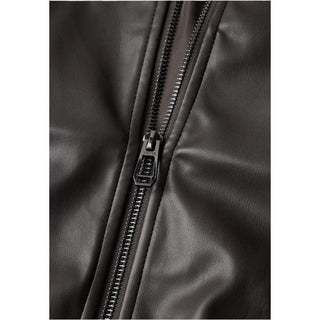 Brown Polyester Leather Jacket