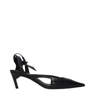 Black Leather High Heel Pumps