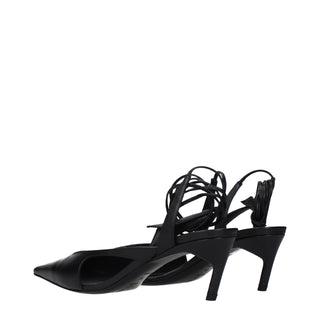 Black Leather High Heel Pumps
