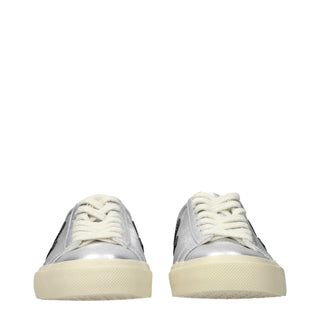Gray Leather Low Top Sneakers