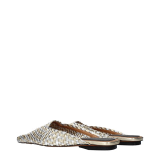 Gray Leather Slippers