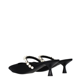 Black Satin Stiletto Heel Sandals