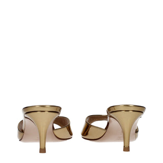 Gold Leather Platform Sandals