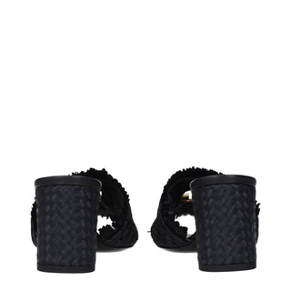 Black Raffia Platform Sandals