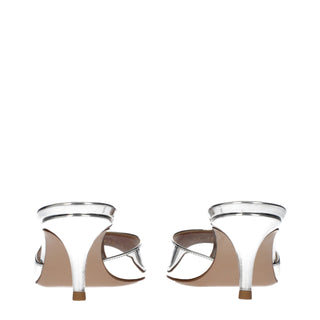 Gray Leather Platform Sandals