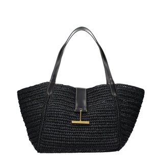 Black Raffia Shoulder Bag