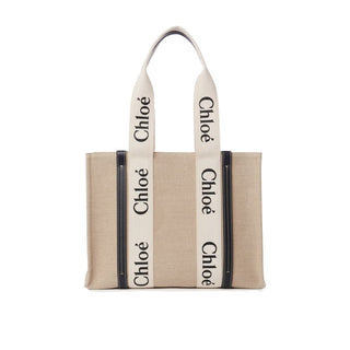Beige Linen Tote Bag