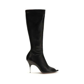 Black Napa Leather / Calf Bos Taurus High Heel Boots