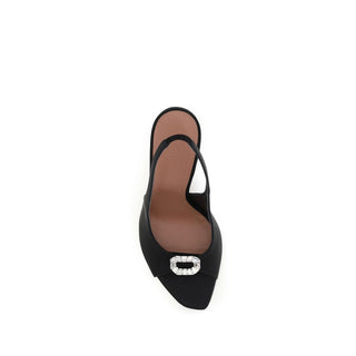 Black Satin Stiletto Heel Sandals