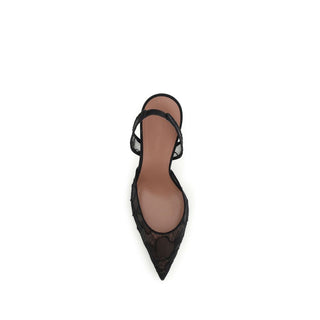 Black Fabric Stiletto Heel Sandals